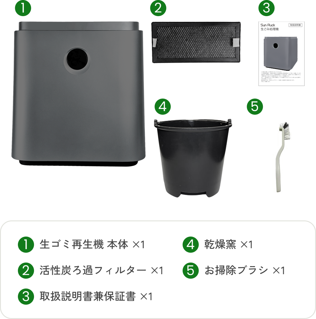 【当店限定180日延長保証】SunRuck 生ごみ再生機  GREEN CIRCULAR BOX サンルック SR-CL500-GY