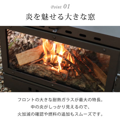 LandField 煙突付きガラス窓 薪ストーブ ランドフィールド LF-HOS030