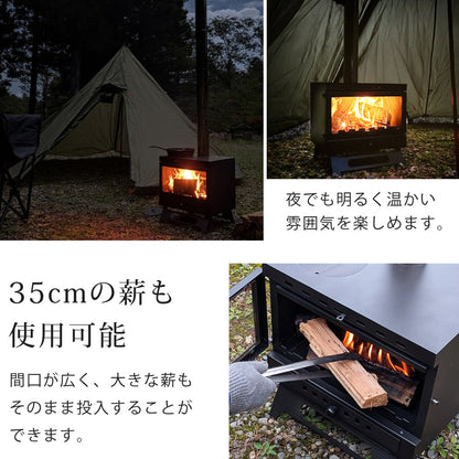 LandField 煙突付きガラス窓 薪ストーブ ランドフィールド LF-HOS030