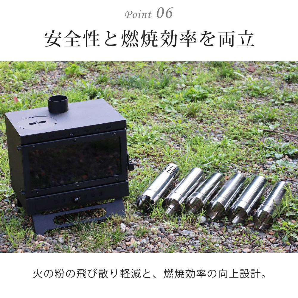 LandField 煙突付きガラス窓 薪ストーブ ランドフィールド LF-HOS030