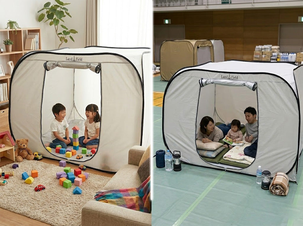 LandField 災害・避難時用プライベートテント(3～4人用) ランドフィールド LF-PST011-GY