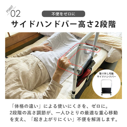 【当店限定180日延長保証】 SunRuck 収納ポケット付きベッド用手すり つかまるくん サンルック SR-BH010R