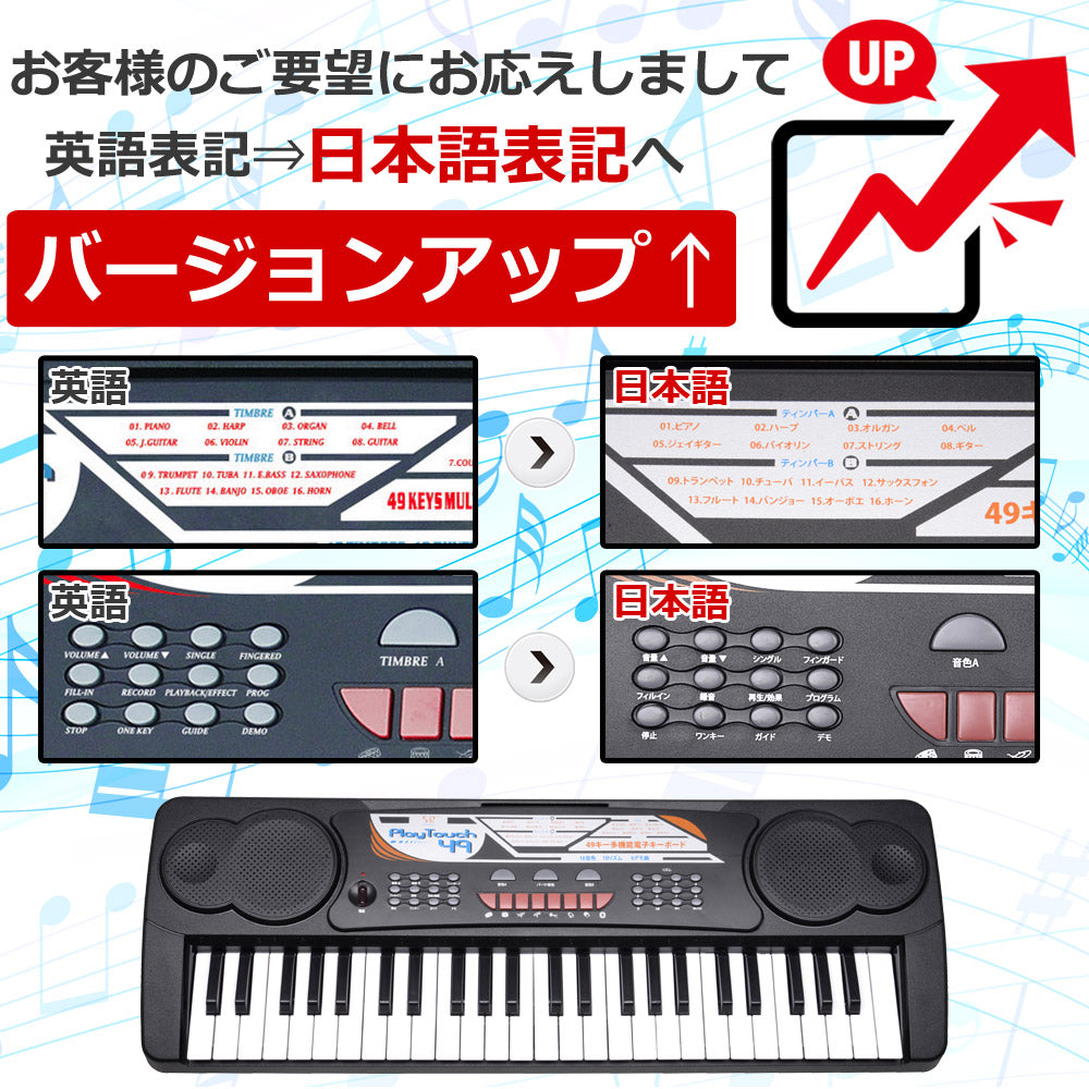 【当店限定180日延長保証】 SunRuck 電子キーボード PlayTouch49 49鍵盤 サンルック SR-DP02