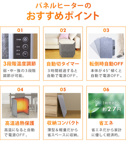 SunRuck ぱたんこヒーター 折りたたみパネルヒーター サンルック SR-PH010-GY