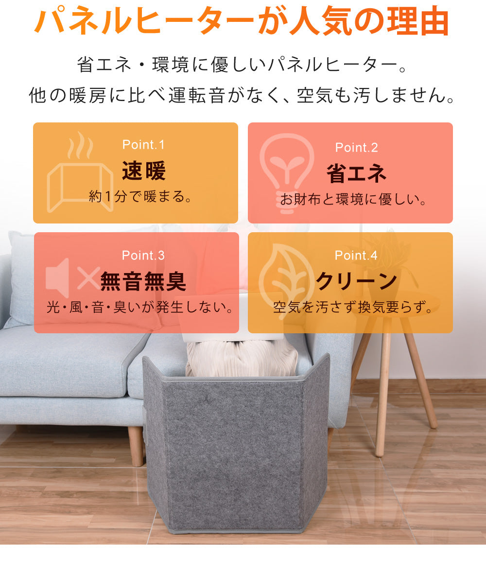 SunRuck ぱたんこヒーター 折りたたみパネルヒーター サンルック SR-PH010-GY